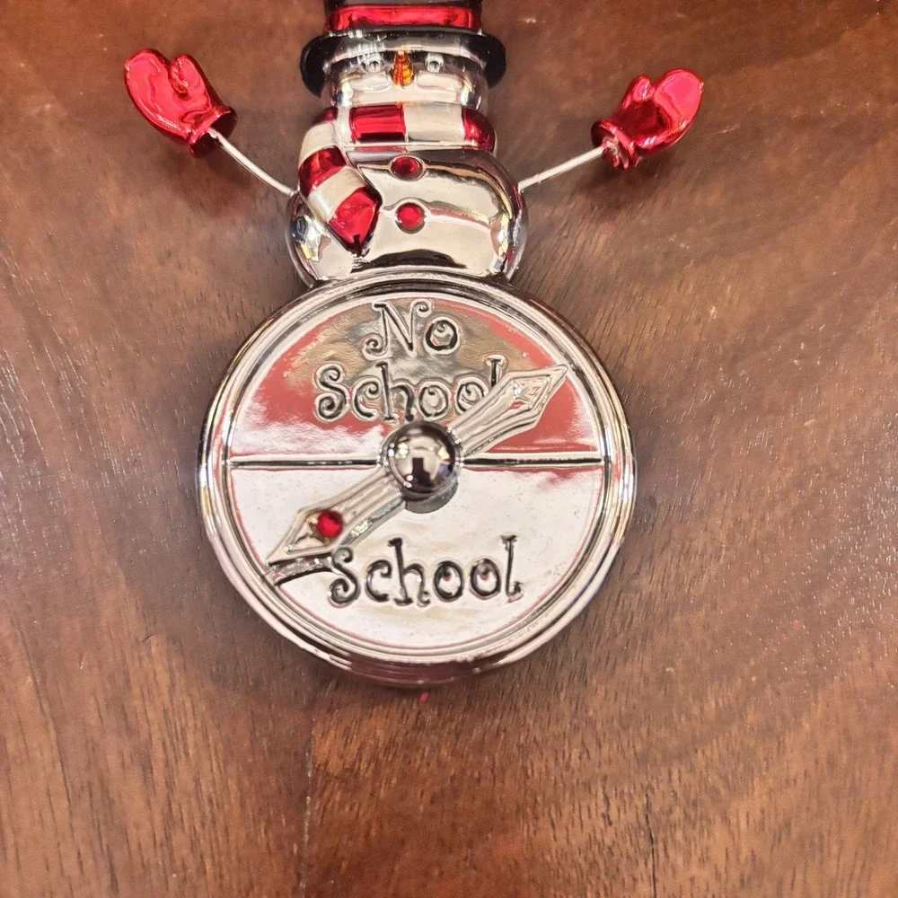 Reed & Barton No School Snowman Christmas Ornament Silverplate Red Enamel Boxed